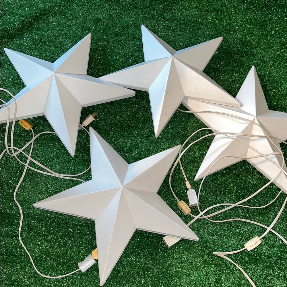 SET OF 4!! Vintage 1994 TPI White Plastic Blow Mold Stars HARD TO FIND!!